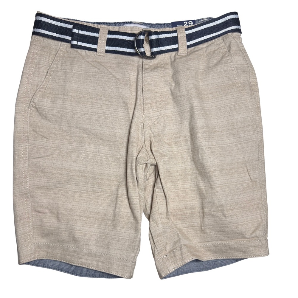Women's Tan Shorts with Striped Belt